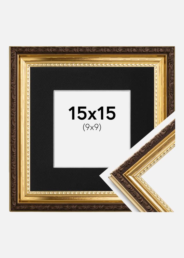 Ramme Abisko Guld 15x15 cm - Passepartout Sort 10x10 cm