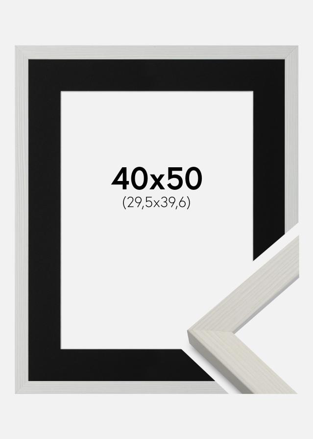Ramme Fiorito Hvid 40x50 cm - Passepartout Sort 12x16 inches