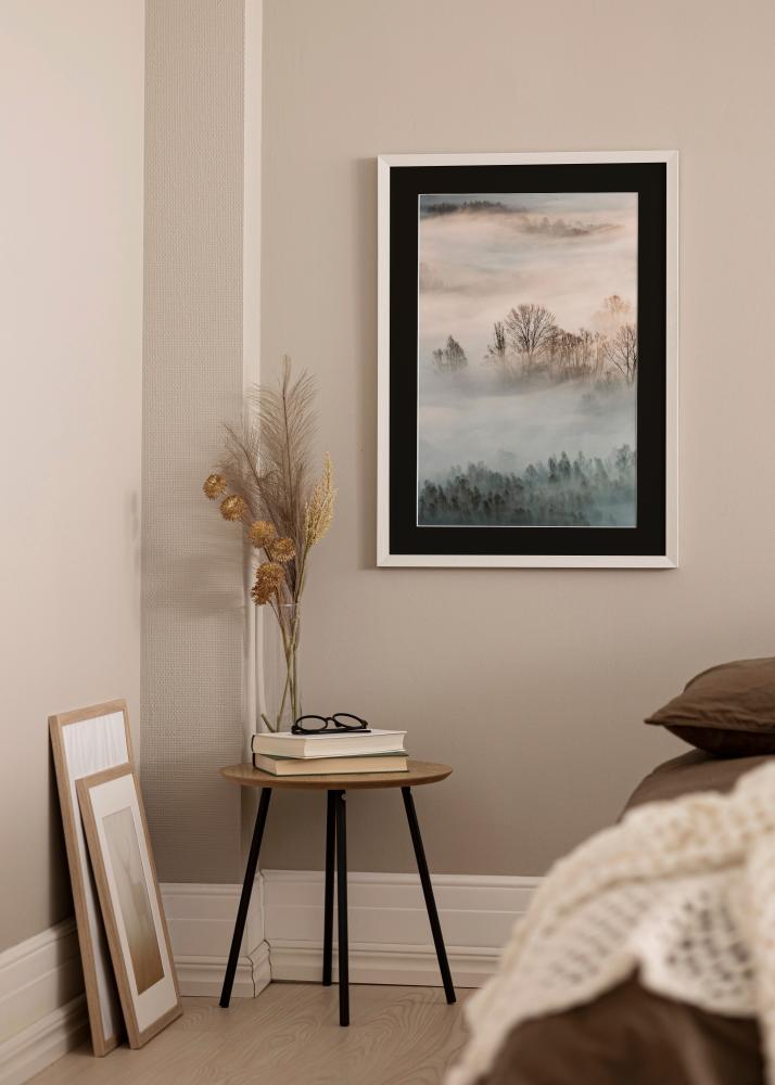 Ramme Fiorito Hvid 30x40 cm - Passepartout Sort 18x27 cm