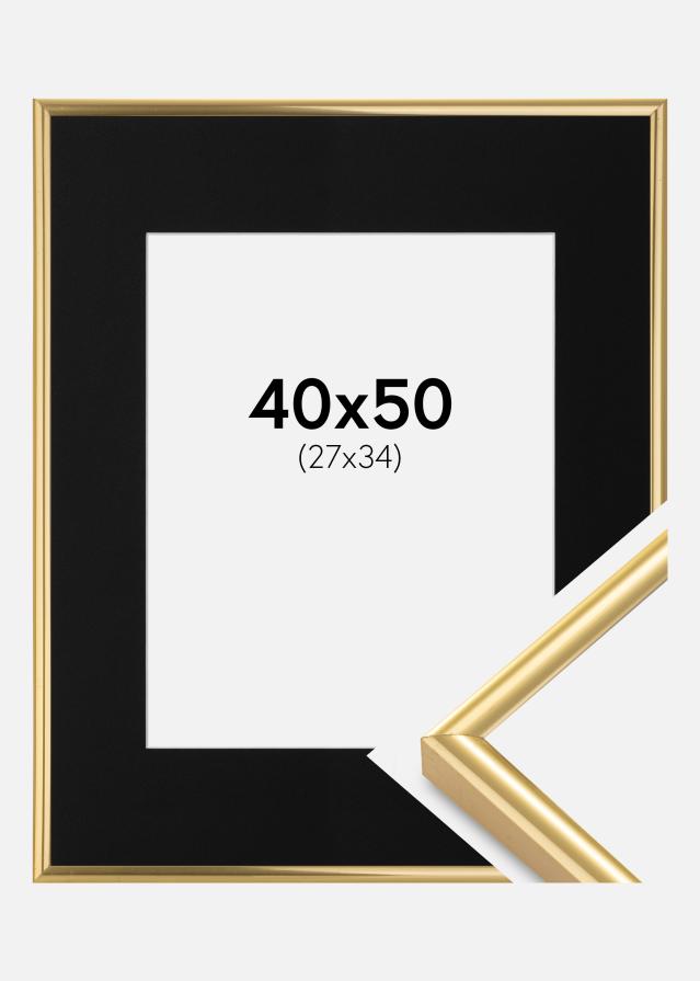 Ramme Victoria Guld 40x50 cm - Passepartout Sort 28x35 cm