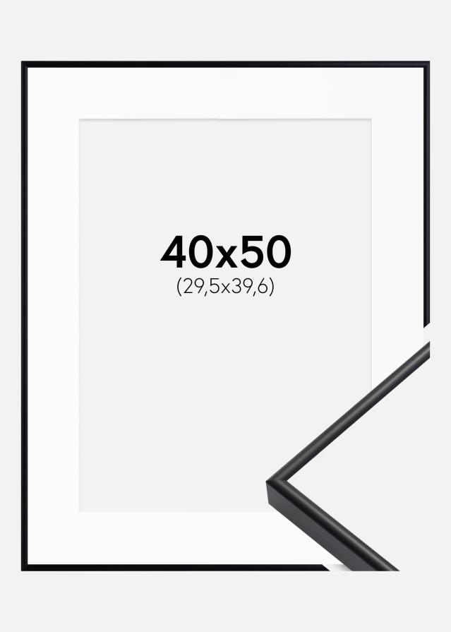 Ramme Visby Sort 40x50 cm - Passepartout Hvid 12x16 inches