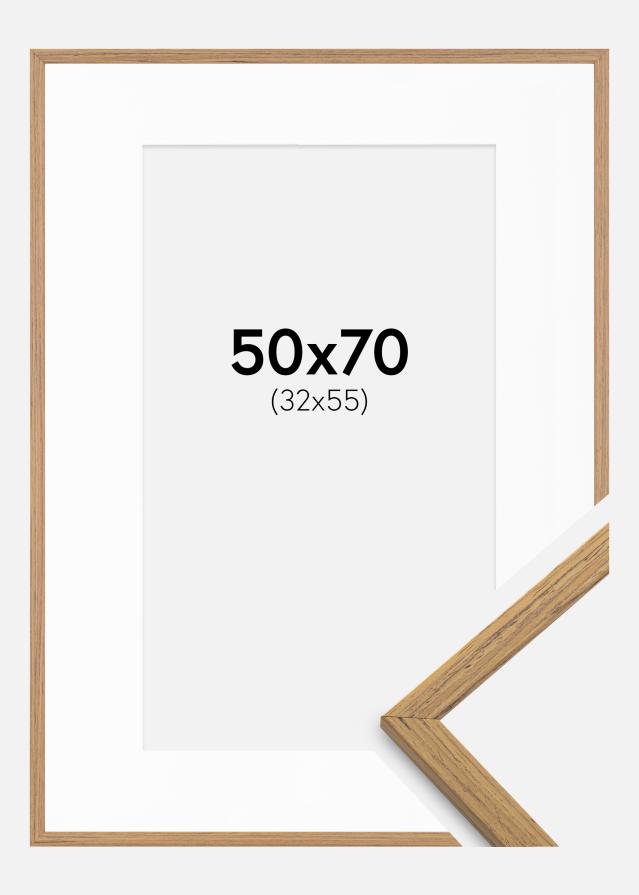 Ramme Edsbyn Teak 50x70 cm - Passepartout Hvid 33x56 cm