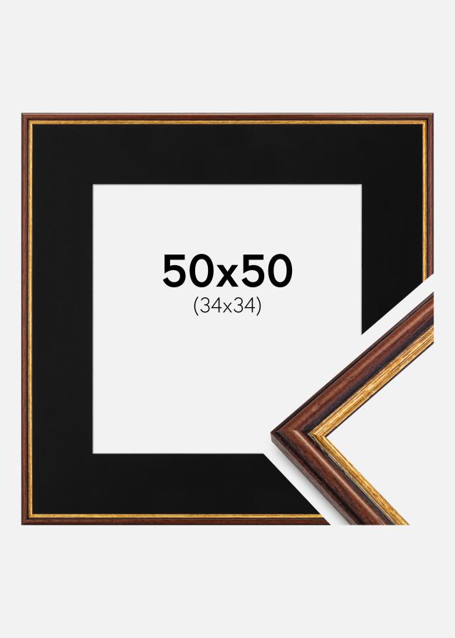 Ramme Horndal Brun 50x50 cm - Passepartout Sort 35x35 cm