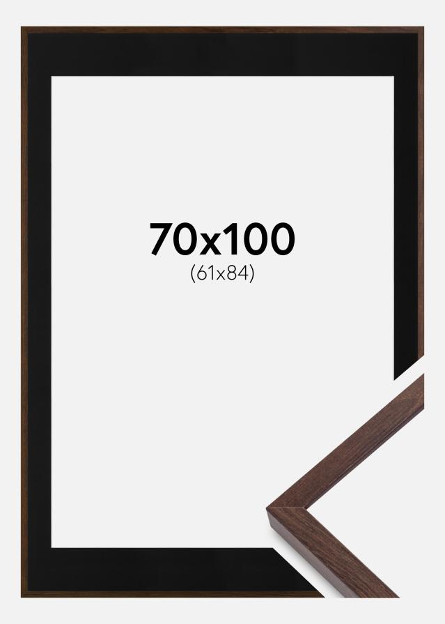 Ramme E-Line Valnød 70x100 cm - Passepartout Sort 62x85 cm