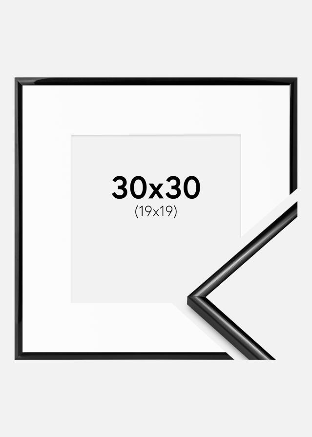 Ramme Scandi Sort 30x30 cm - Passepartout Hvid 20x20 cm