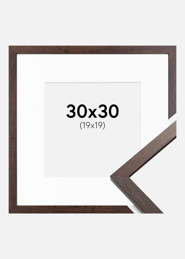 Ramme Trendy Valnød 30x30 cm - Passepartout Hvid 20x20 cm
