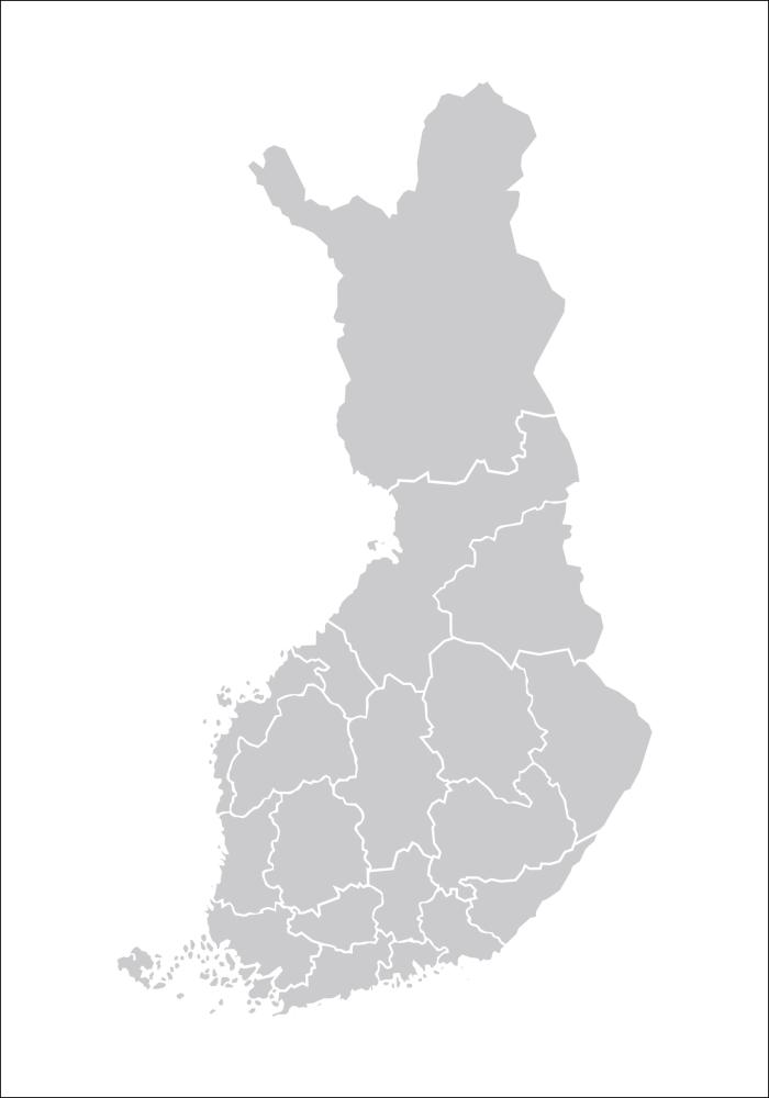 Kort - Finland - Grå Plakat