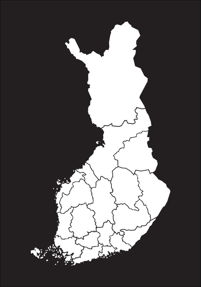 Kort - Finland - Hvid Plakat