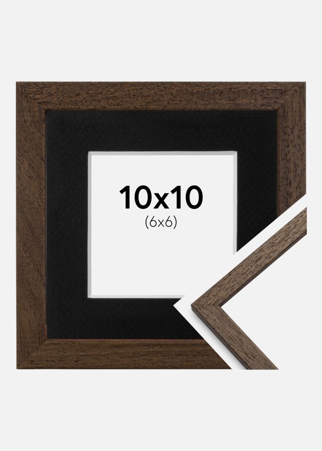 Ramme Edsbyn Valnød 10x10 cm - Passepartout Sort 7x7 cm