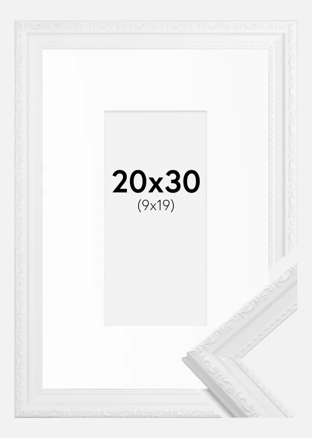 Ramme Abisko Hvid 20x30 cm - Passepartout Hvid 10x20 cm