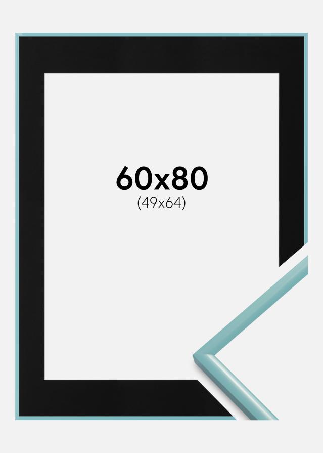 Ramme New Lifestyle Turkis 60x80 cm - Passepartout Sort 50x65 cm