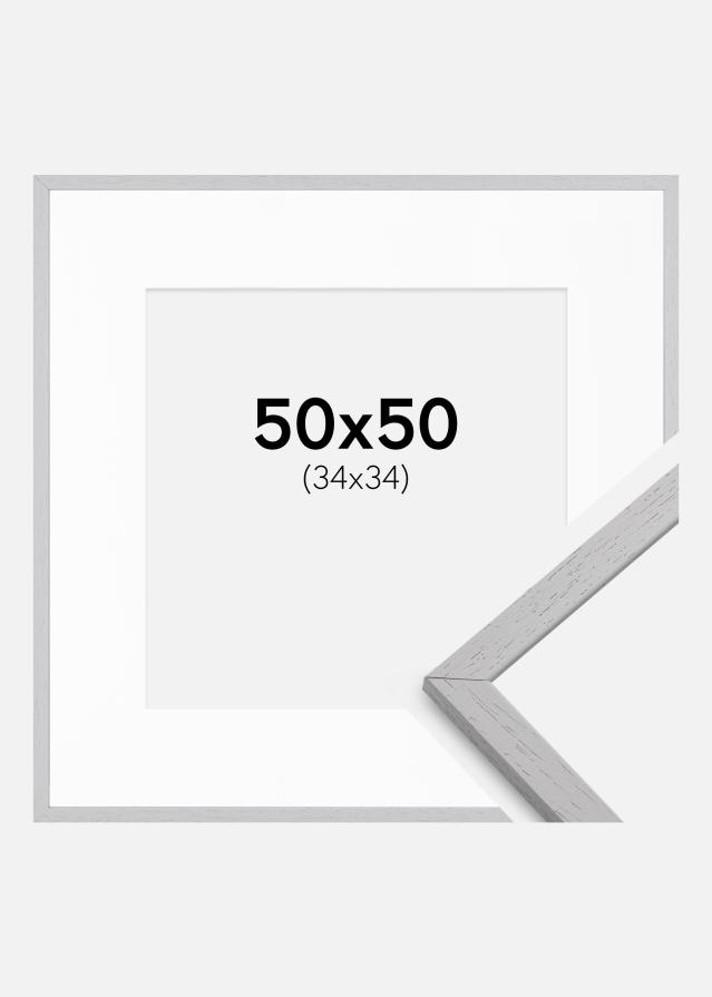Ramme Edsbyn Grey 50x50 cm - Passepartout Hvid 35x35 cm