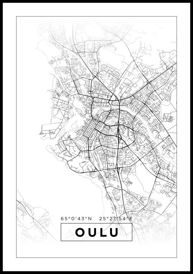 Kort - Oulu - Hvid Plakat