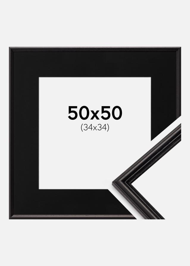 Ramme Horndal Sort 50x50 cm - Passepartout Sort 35x35 cm