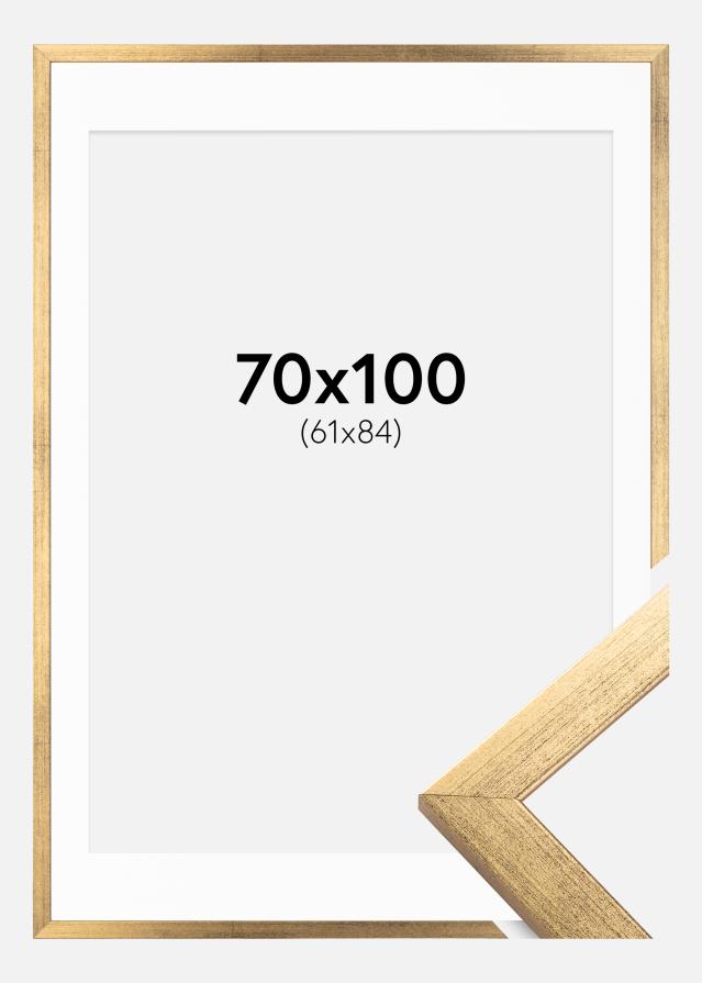 Ramme Stilren Guld 70x100 cm - Passepartout Hvid 62x85 cm