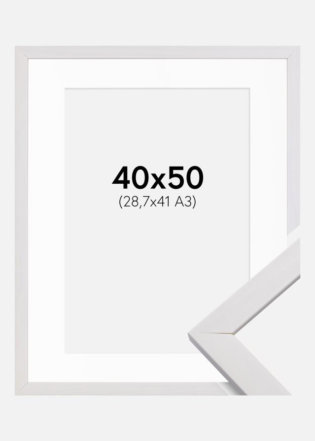 Ramme Stilren Hvid 40x50 cm - Passepartout Hvid 29,7x42 cm (A3)