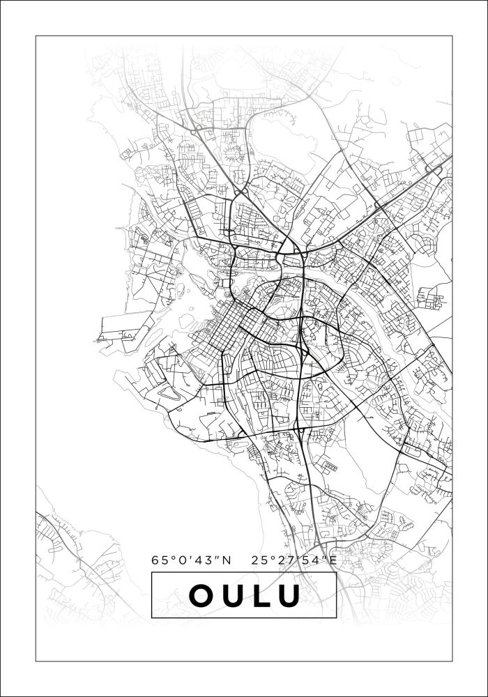 Kort - Oulu - Hvid Plakat