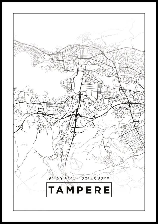 Kort - Tampere - Hvid Plakat