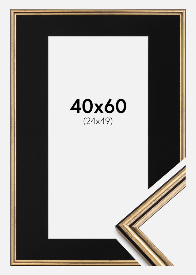 Ramme Horndal Guld 40x60 cm - Passepartout Sort 25x50 cm