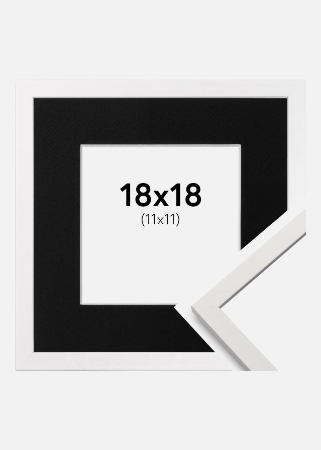 Ramme Edsbyn Hvid 18x18 cm - Passepartout Sort 12x12 cm