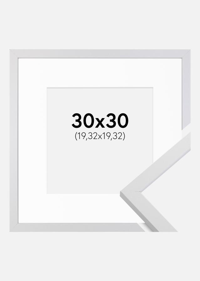 Ramme Trendy Hvid 30x30 cm - Passepartout Hvid 8x8 inches