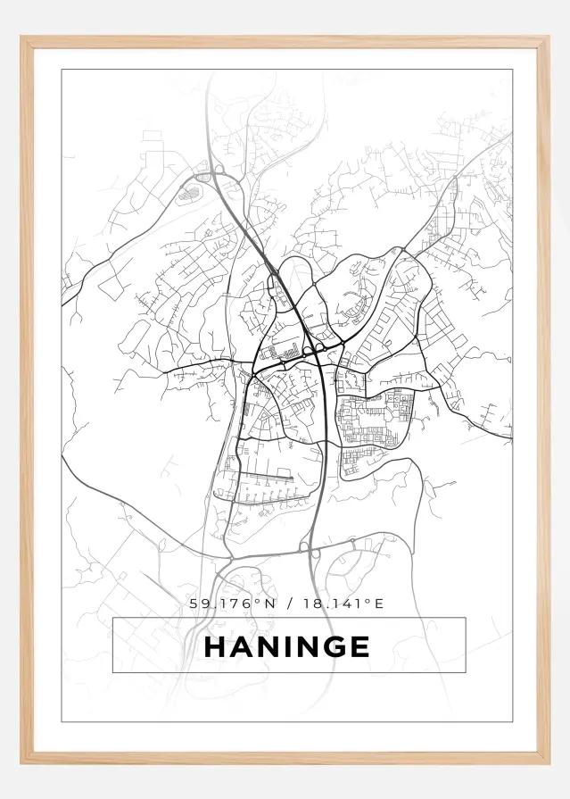 Kort - Haninge - Hvid Plakat