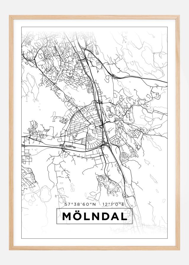 Kort - Mölndal - Hvid Plakat