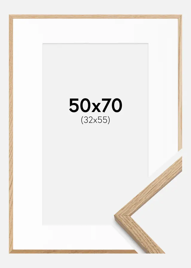 Ramme Oslo Eg 50x70 cm - Passepartout Hvid 33x56 cm