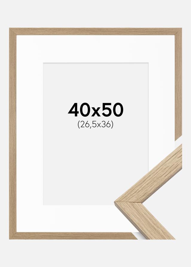 Ramme Stilren Eg 40x50 cm - Passepartout Hvid 27,5x37 cm