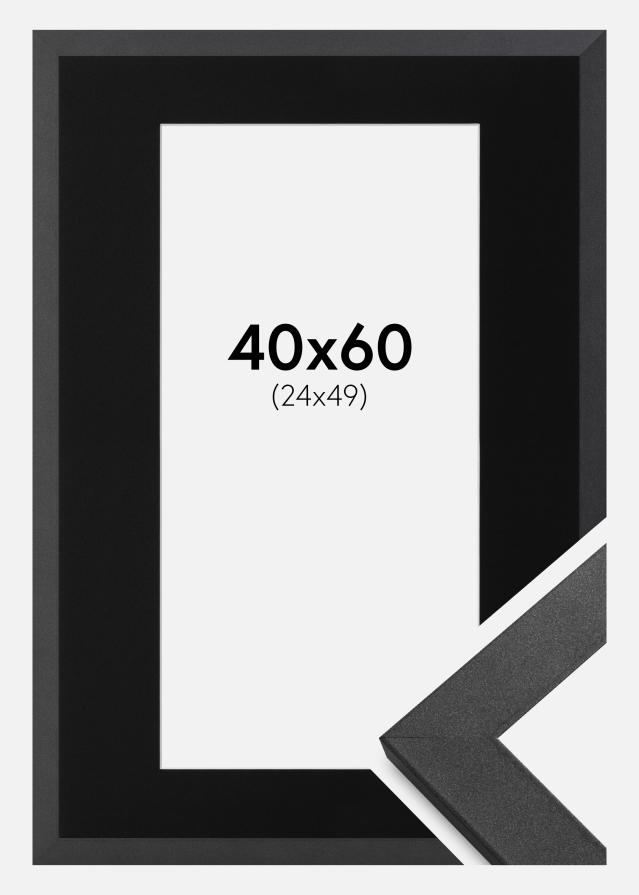 Ramme Graphite Wood 40x60 cm - Passepartout Sort 25x50 cm