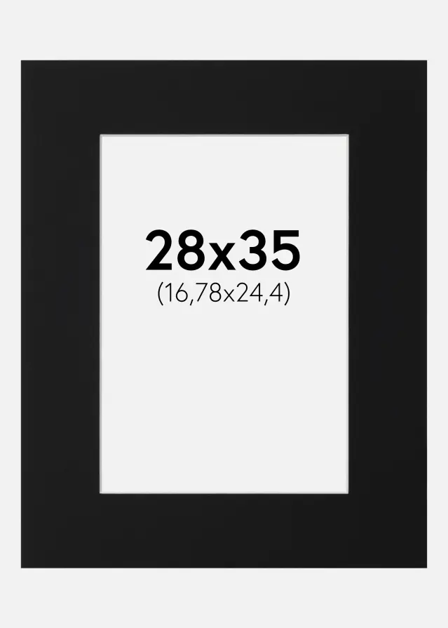 Passepartout Sort Standard (Hvid kerne) 28x35 cm (16,78x24,4)
