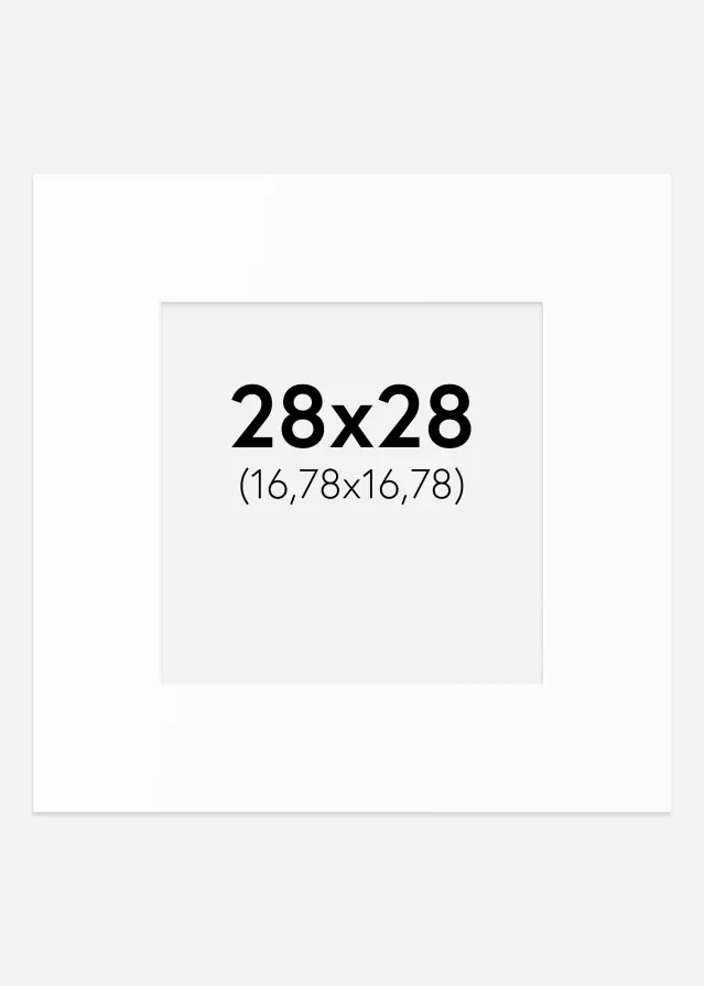 Passepartout Hvid Standard (Hvid kerne) 28x28 cm (16,78x16,78)