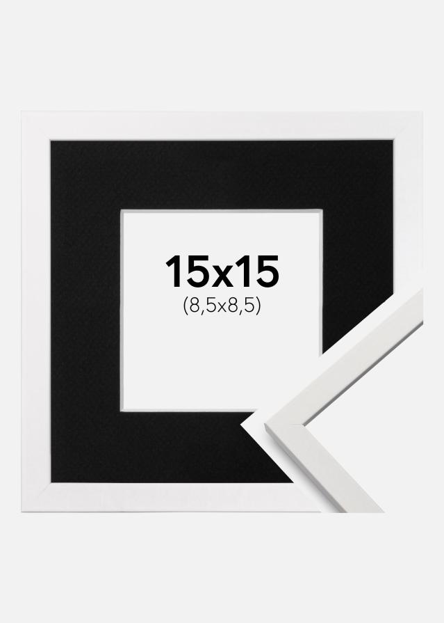 Ramme Edsbyn Hvid 15x15 cm - Passepartout Sort 9x9 cm