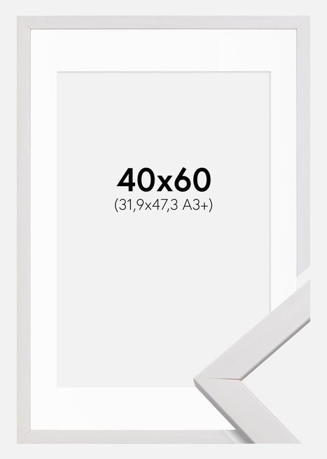 Ramme Stilren Hvid 40x60 cm - Passepartout Hvid 32,9x48,3 cm (A3+)