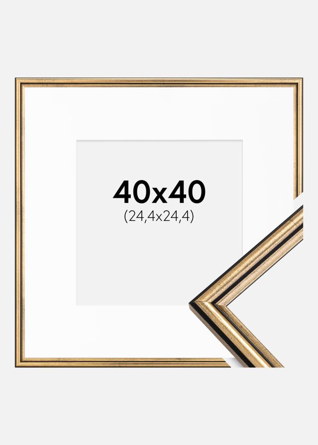 Ramme Horndal Guld 40x40 cm - Passepartout Hvid 10x10 inches
