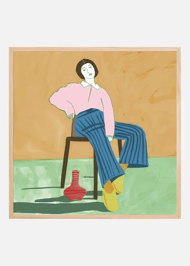 Lady Sitting with her vase Plakat