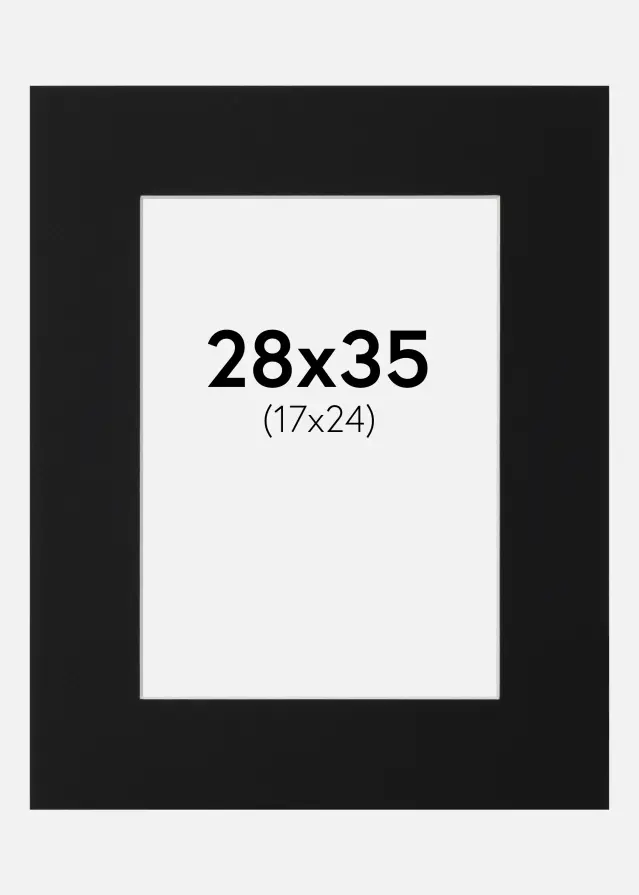 Passepartout Sort Standard (Hvid kerne) 28x35 cm (17x24)