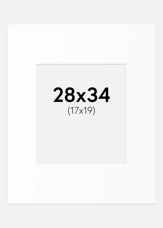 Passepartout Hvid Standard (Hvid kerne) 28x34 cm (17x19)