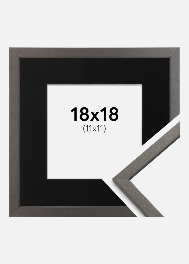 Ramme Edsbyn Grafit 18x18 cm - Passepartout Sort 12x12 cm