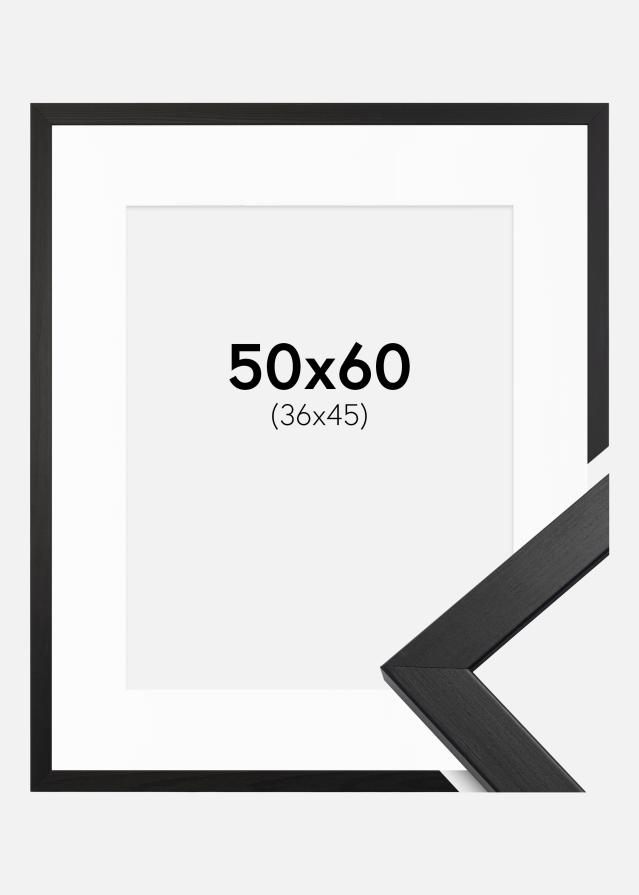 Ramme Stilren Sort 50x60 cm - Passepartout Hvid 37x46 cm