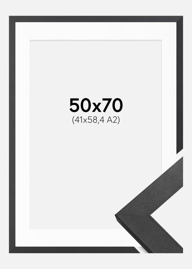 Ramme Graphite Wood 50x70 cm - Passepartout Hvid 42x59,4 cm (A2)