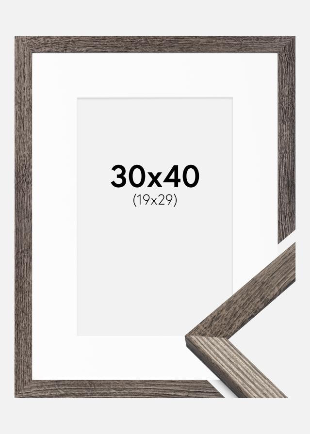 Ramme Fiorito Valnød 30x40 cm - Passepartout Hvid 20x30 cm