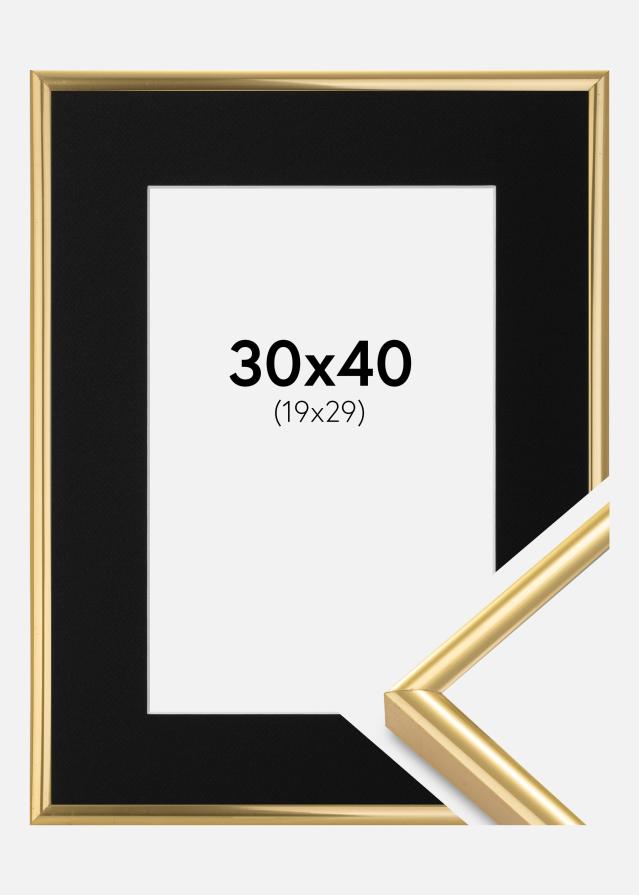 Ramme Victoria Guld 30x40 cm - Passepartout Sort 20x30 cm