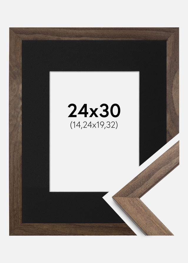 Ramme Stilren Valnød 24x30 cm - Passepartout Sort 6x8 inches (15,24x20,32 cm)