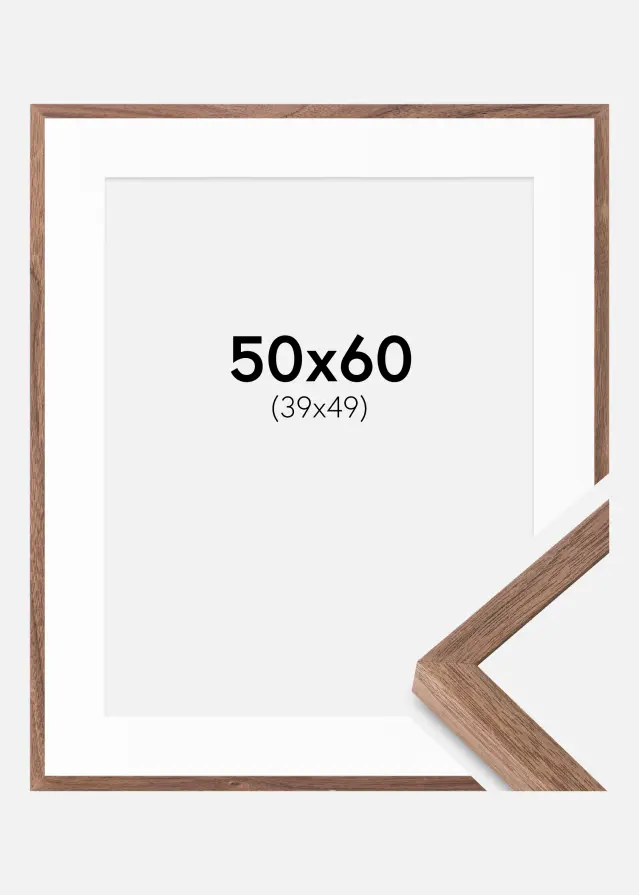 Ramme Soul Walnut Veneer 50x60 cm - Passepartout Hvid 40x50 cm