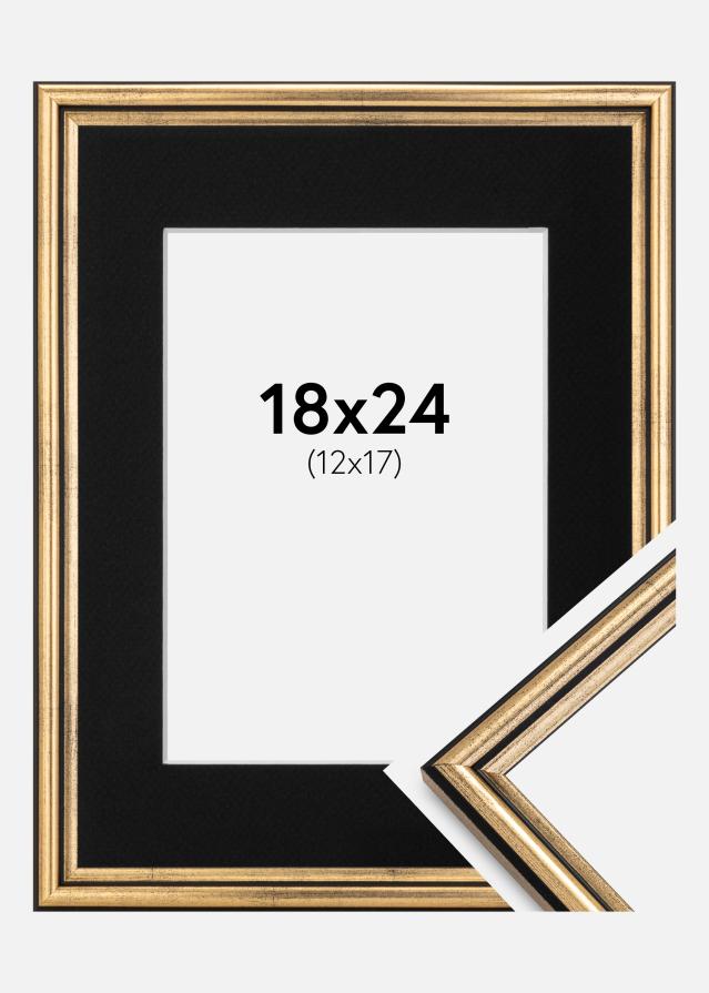 Ramme Horndal Guld 18x24 cm - Passepartout Sort 13x18 cm
