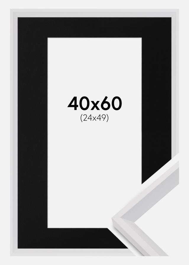 Ramme Globe Hvid 40x60 cm - Passepartout Sort 25x50 cm