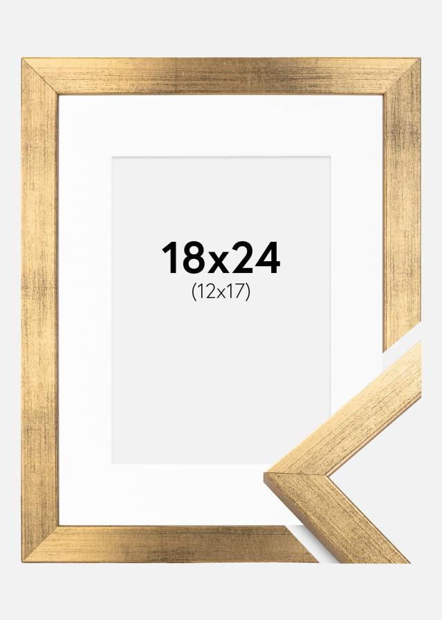 Ramme Stilren Guld 18x24 cm - Passepartout Hvid 13x18 cm