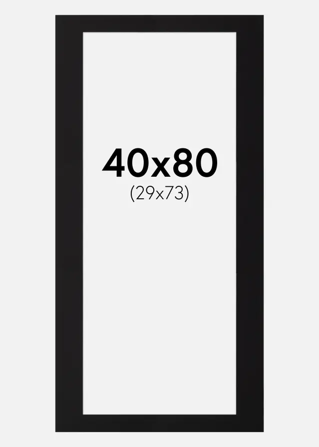 Passepartout Sort Standard (Hvid Kerne) 40x80 cm (29x73)