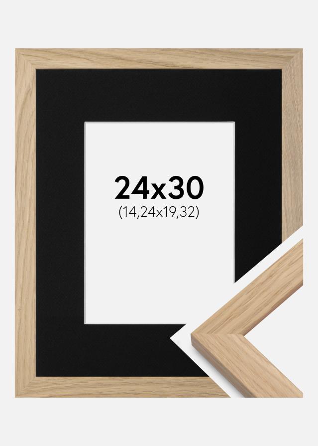 Ramme Oak Wood 24x30 cm - Passepartout Sort 6x8 inches